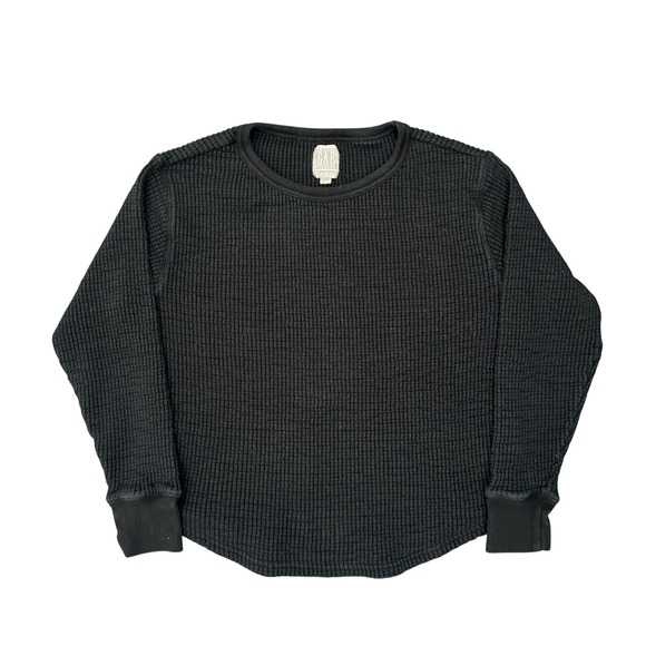 GAP Tops - Gap Sweats Womens Small Black Waffle Knit Thermal Long Sleeve Crewneck Shirt
